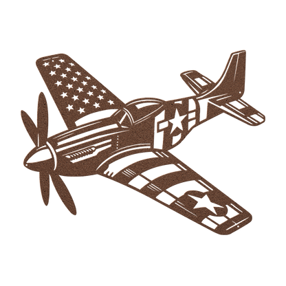 P - 51 Mustang Metal Wall Art | WWll American Fighter Plane Patriotic Tribute - MAIKERU STUDIO