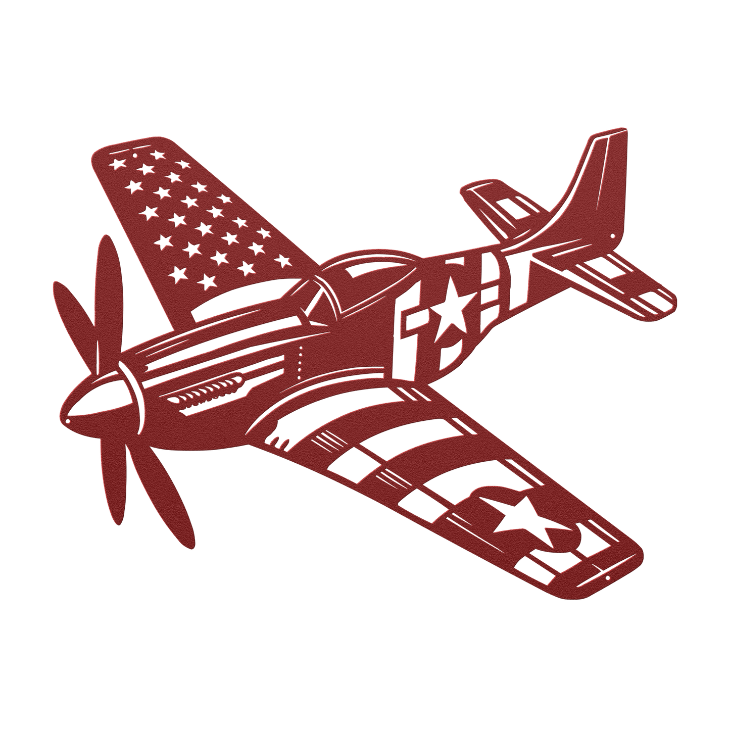 P - 51 Mustang Metal Wall Art | WWll American Fighter Plane Patriotic Tribute - MAIKERU STUDIO