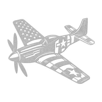 P - 51 Mustang Metal Wall Art | WWll American Fighter Plane Patriotic Tribute - MAIKERU STUDIO