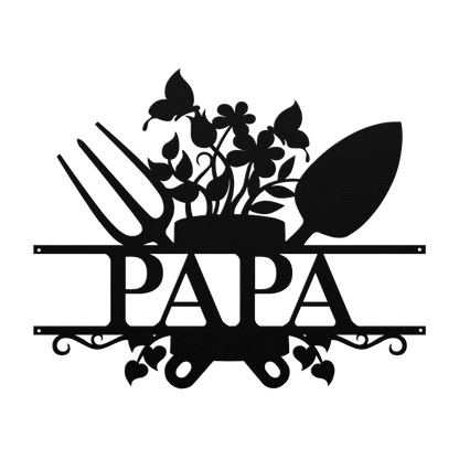 Papa Garden Sign Metal Wall Art - MAIKERU STUDIO