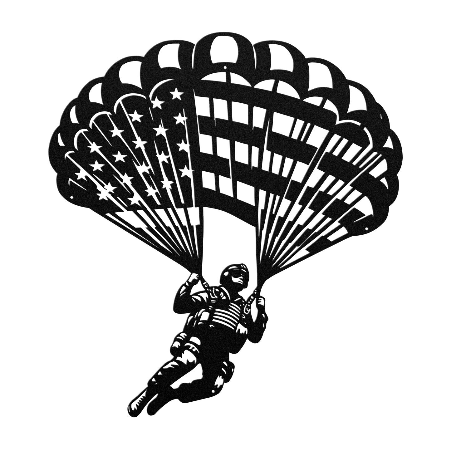 Paratrooper Jump Metal Wall Art | American Flag Airborne Tribute - MAIKERU STUDIO