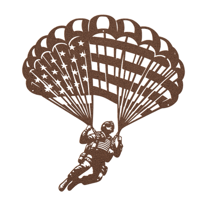 Paratrooper Jump Metal Wall Art | American Flag Airborne Tribute - MAIKERU STUDIO