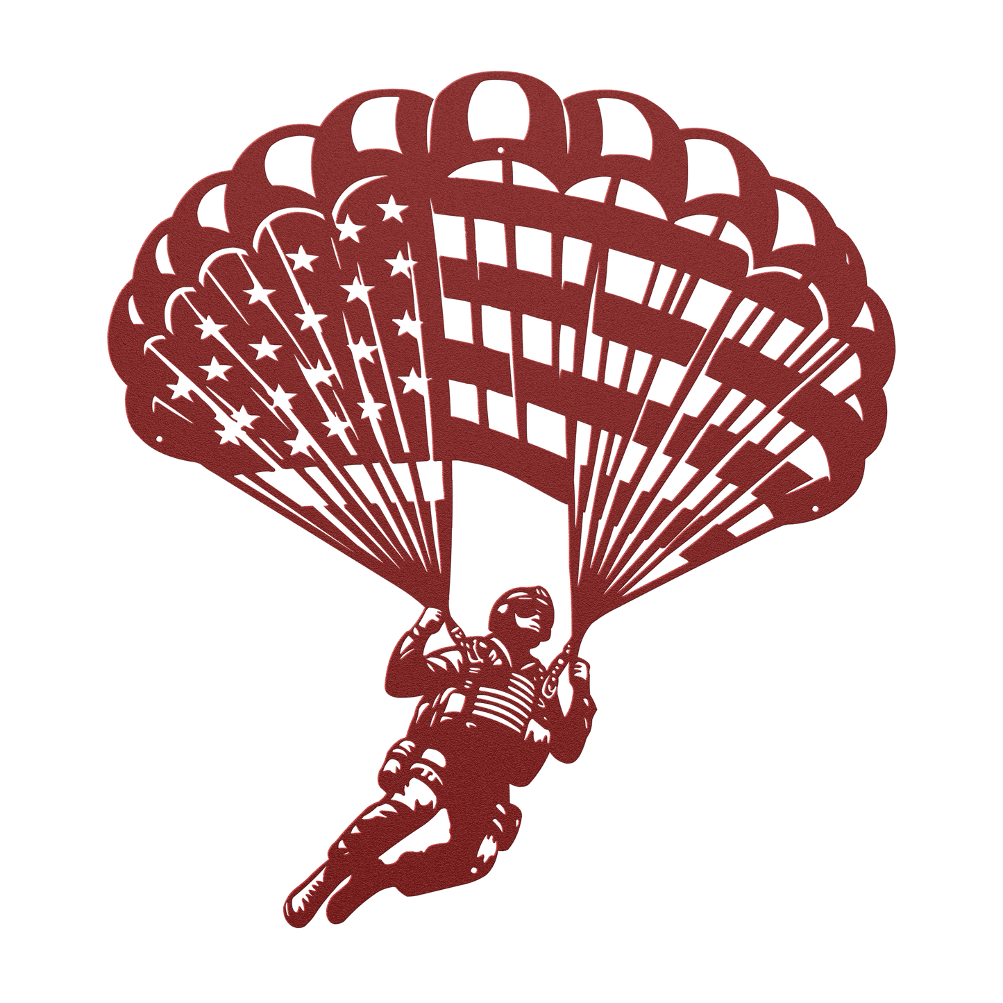 Paratrooper Jump Metal Wall Art | American Flag Airborne Tribute - MAIKERU STUDIO