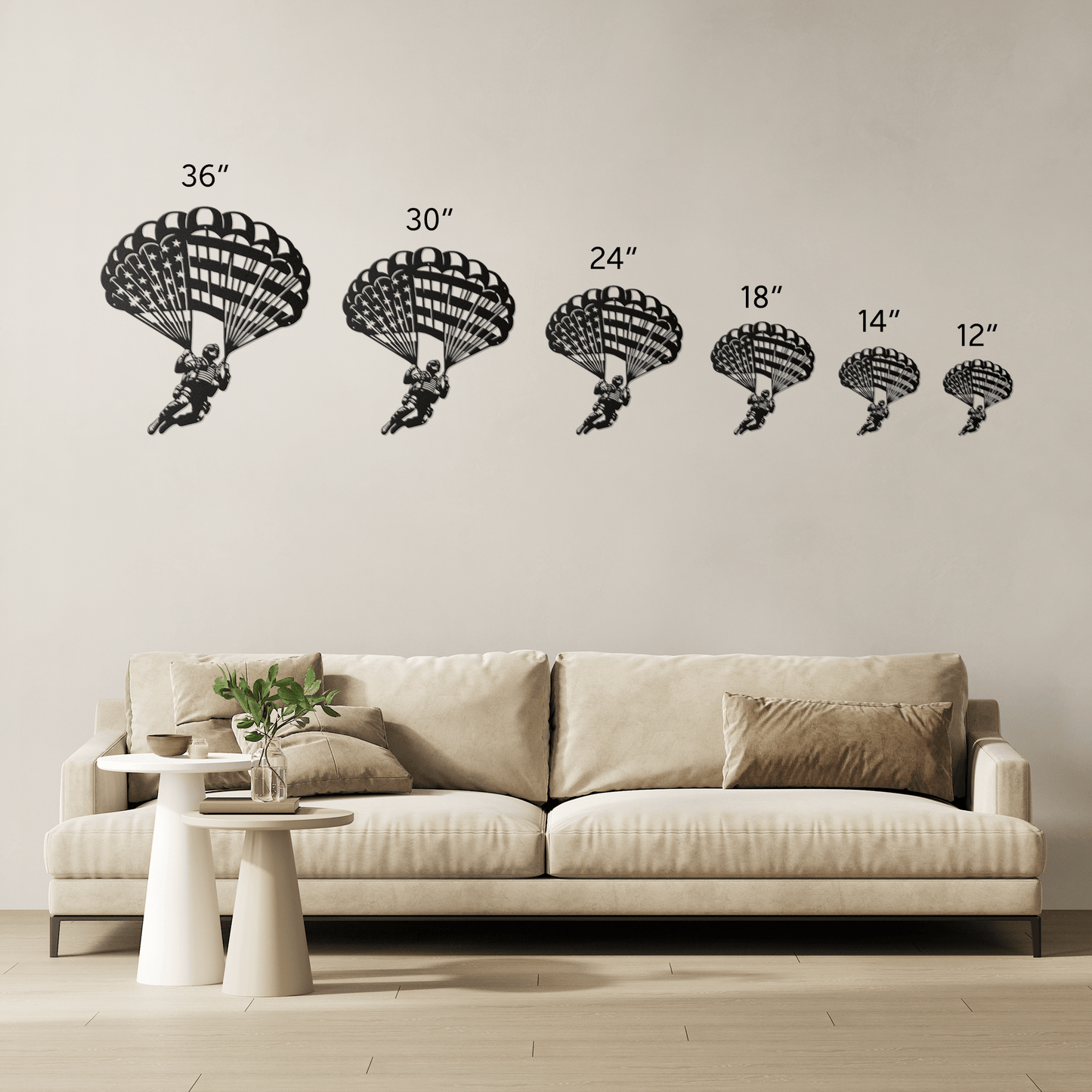 Paratrooper Jump Metal Wall Art | American Flag Airborne Tribute - MAIKERU STUDIO
