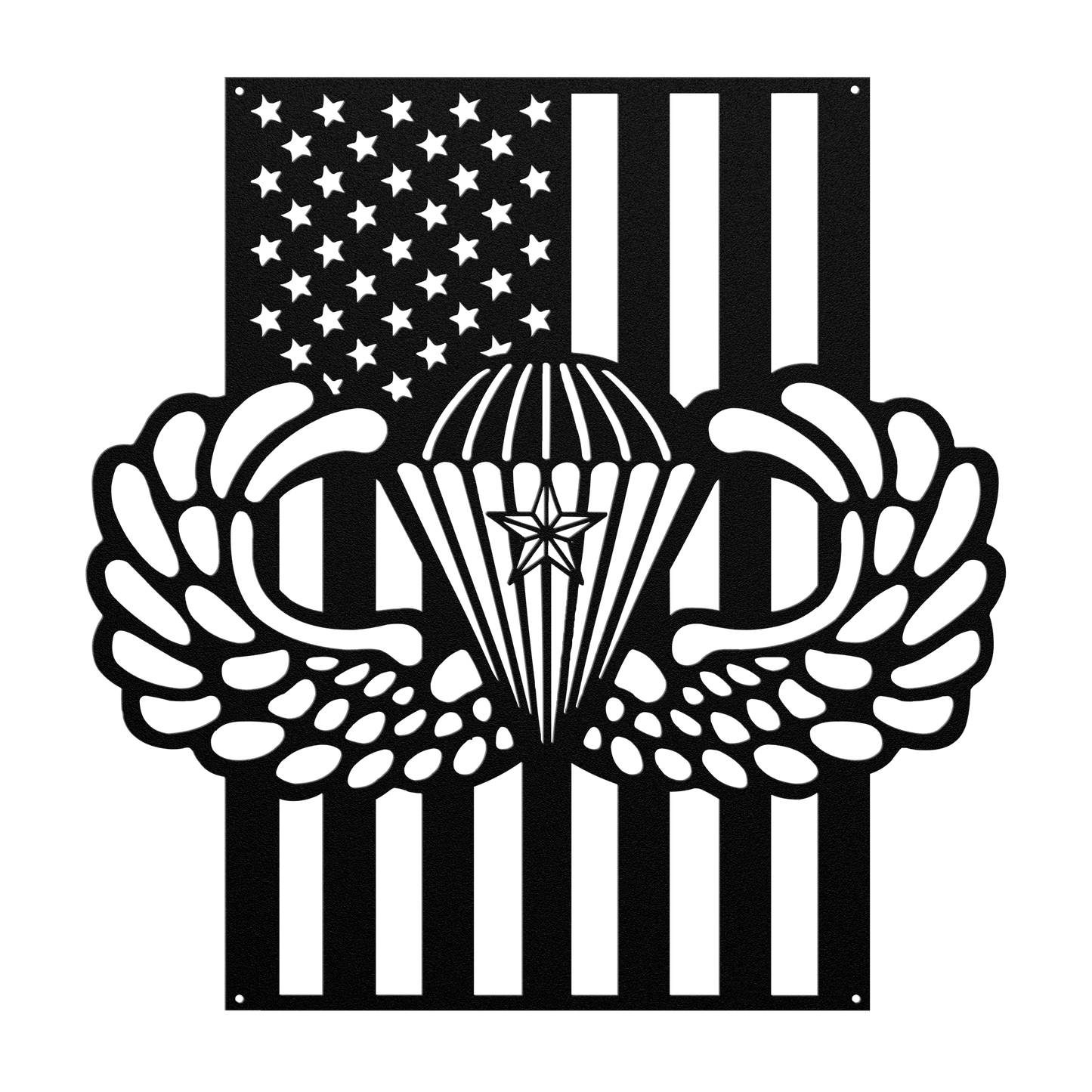 Paratrooper Jump Wings With Combat Star | American Flag Tribute - MAIKERU STUDIO