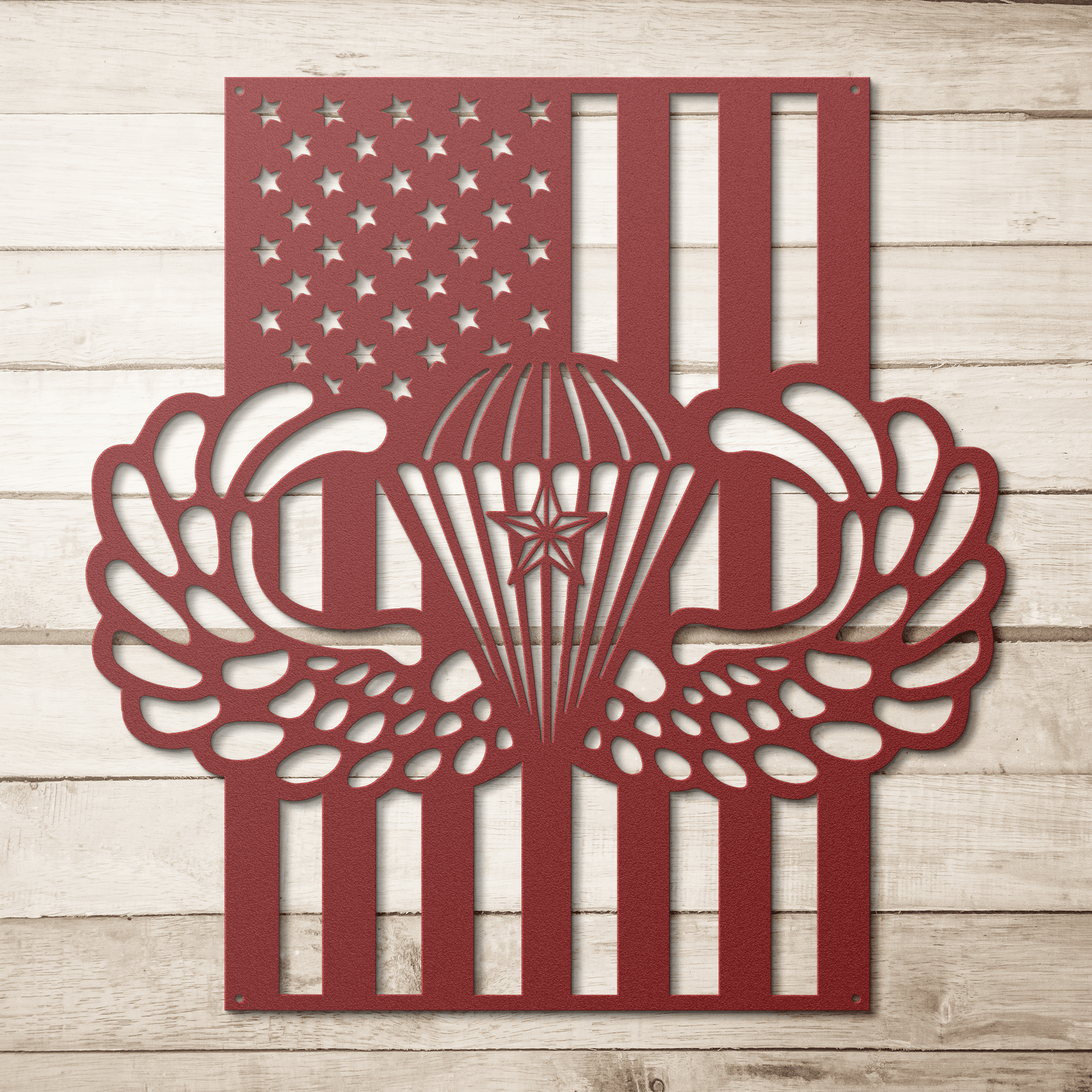 Paratrooper Jump Wings With Combat Star | American Flag Tribute - MAIKERU STUDIO