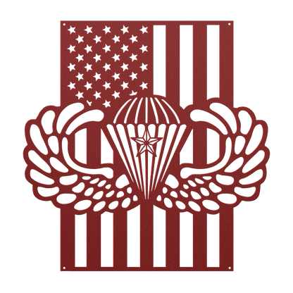 Paratrooper Jump Wings With Combat Star | American Flag Tribute - MAIKERU STUDIO