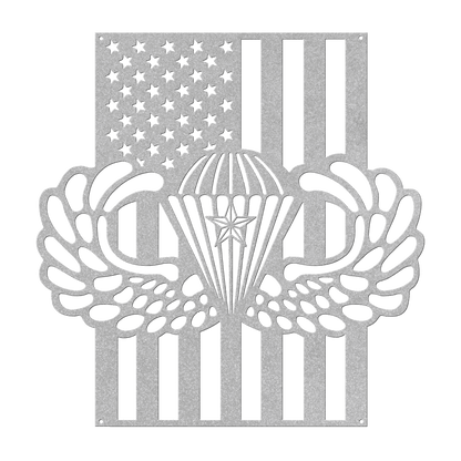 Paratrooper Jump Wings With Combat Star | American Flag Tribute - MAIKERU STUDIO