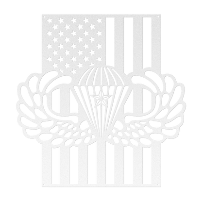 Paratrooper Jump Wings With Combat Star | American Flag Tribute - MAIKERU STUDIO