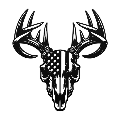 Patriotic Buck Skull Metal Wall Art | American Flag Trophy Mount Decor - MAIKERU STUDIO