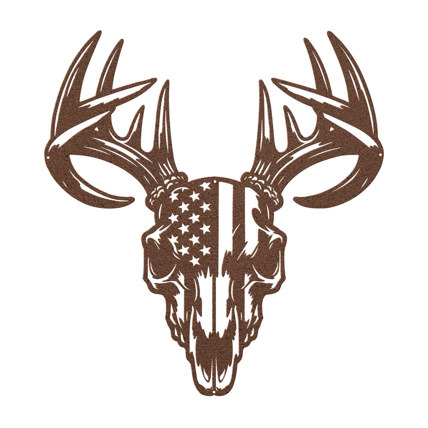 Patriotic Buck Skull Metal Wall Art | American Flag Trophy Mount Decor - MAIKERU STUDIO