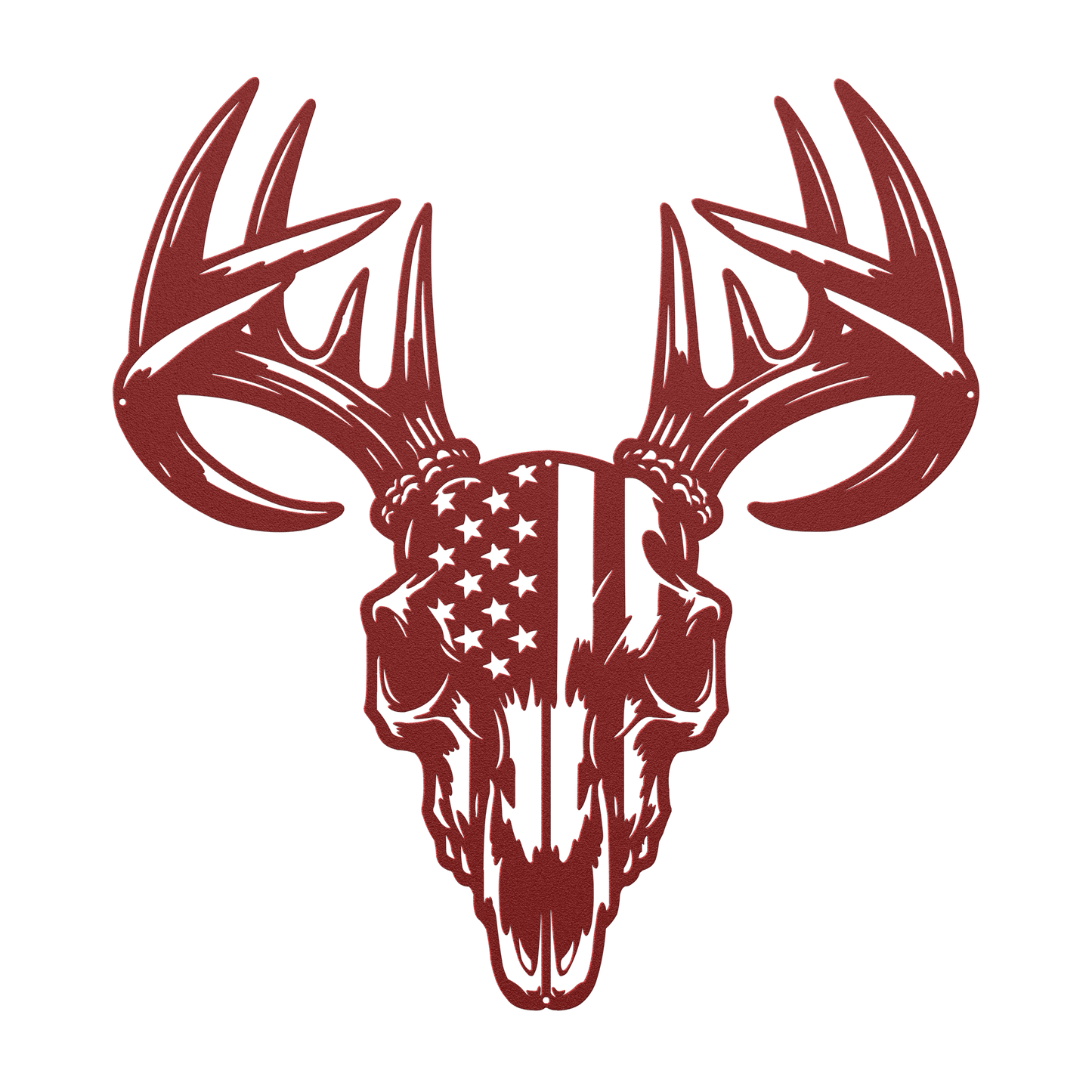 Patriotic Buck Skull Metal Wall Art | American Flag Trophy Mount Decor - MAIKERU STUDIO