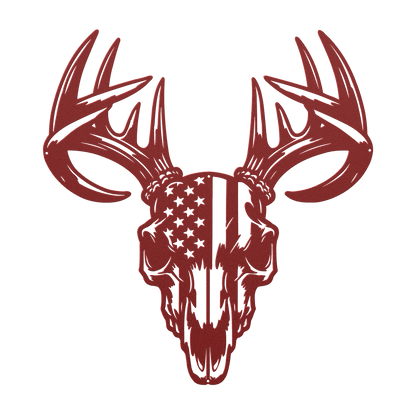 Patriotic Buck Skull Metal Wall Art | American Flag Trophy Mount Decor - MAIKERU STUDIO