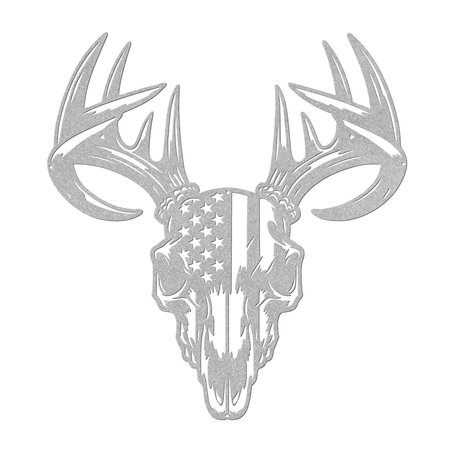 Patriotic Buck Skull Metal Wall Art | American Flag Trophy Mount Decor - MAIKERU STUDIO