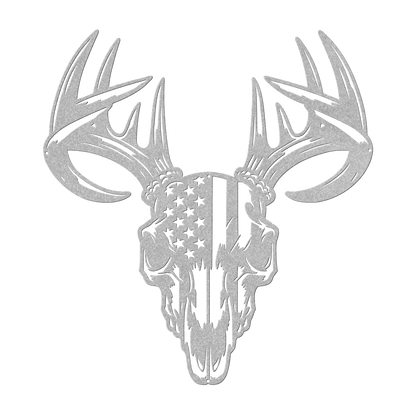 Patriotic Buck Skull Metal Wall Art | American Flag Trophy Mount Decor - MAIKERU STUDIO