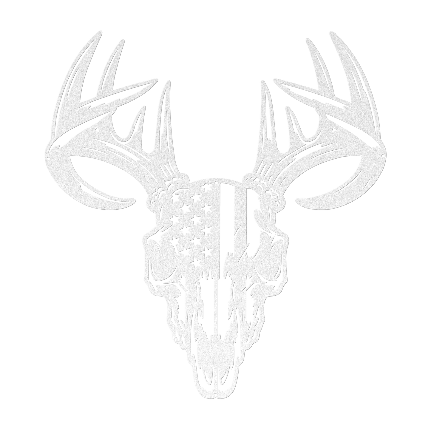 Patriotic Buck Skull Metal Wall Art | American Flag Trophy Mount Decor - MAIKERU STUDIO
