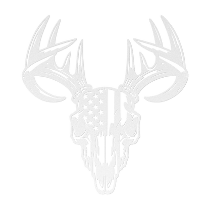 Patriotic Buck Skull Metal Wall Art | American Flag Trophy Mount Decor - MAIKERU STUDIO
