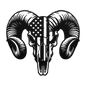 Patriotic Ram Skull Metal Wall Art | Rustic Ranch Strength Tribute - MAIKERU STUDIO