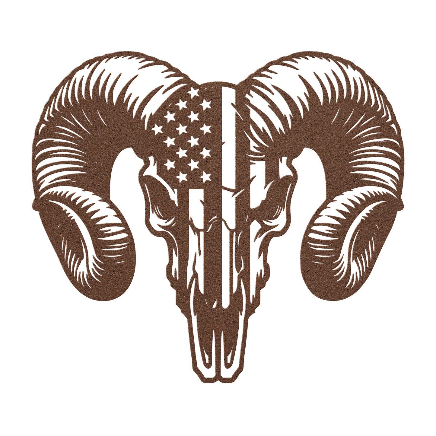 Patriotic Ram Skull Metal Wall Art | Rustic Ranch Strength Tribute - MAIKERU STUDIO