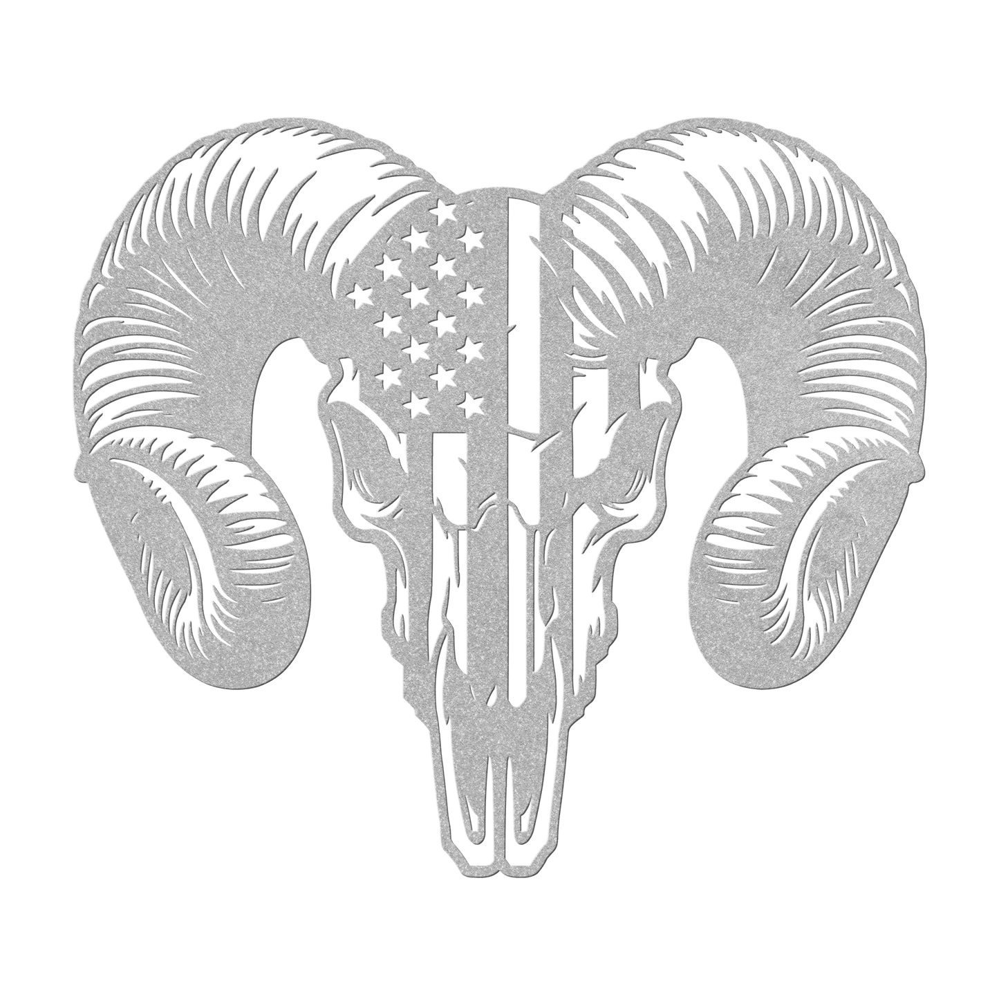 Patriotic Ram Skull Metal Wall Art | Rustic Ranch Strength Tribute - MAIKERU STUDIO