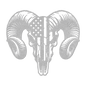 Patriotic Ram Skull Metal Wall Art | Rustic Ranch Strength Tribute - MAIKERU STUDIO