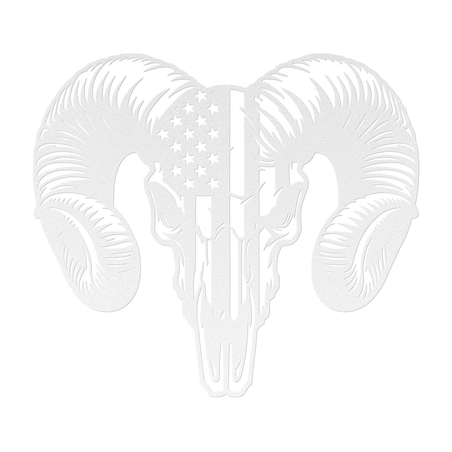 Patriotic Ram Skull Metal Wall Art | Rustic Ranch Strength Tribute - MAIKERU STUDIO