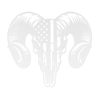 Patriotic Ram Skull Metal Wall Art | Rustic Ranch Strength Tribute - MAIKERU STUDIO