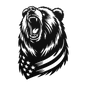 Roaring Grizzly Bear With American Flag Metal Wall Art - Patriotic Wilderness Decor - MAIKERU STUDIO