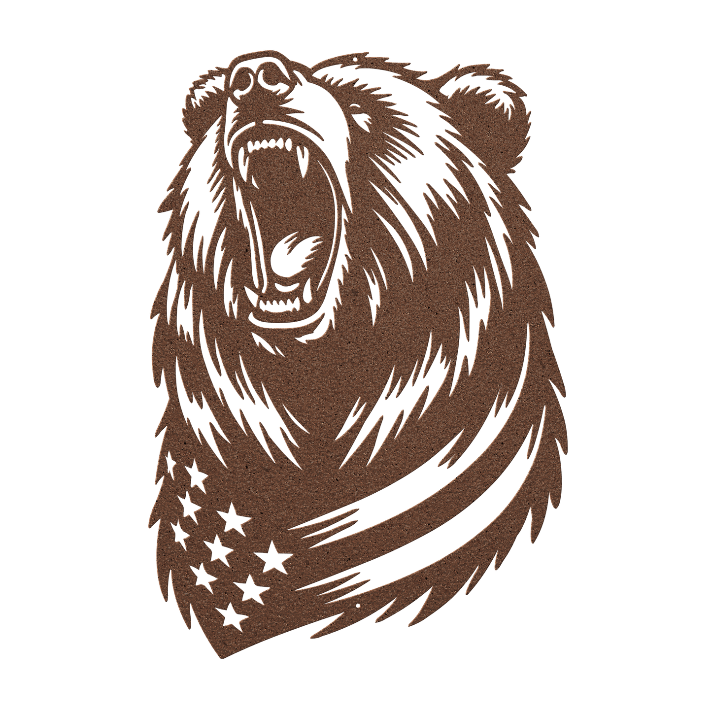 Roaring Grizzly Bear With American Flag Metal Wall Art - Patriotic Wilderness Decor - MAIKERU STUDIO