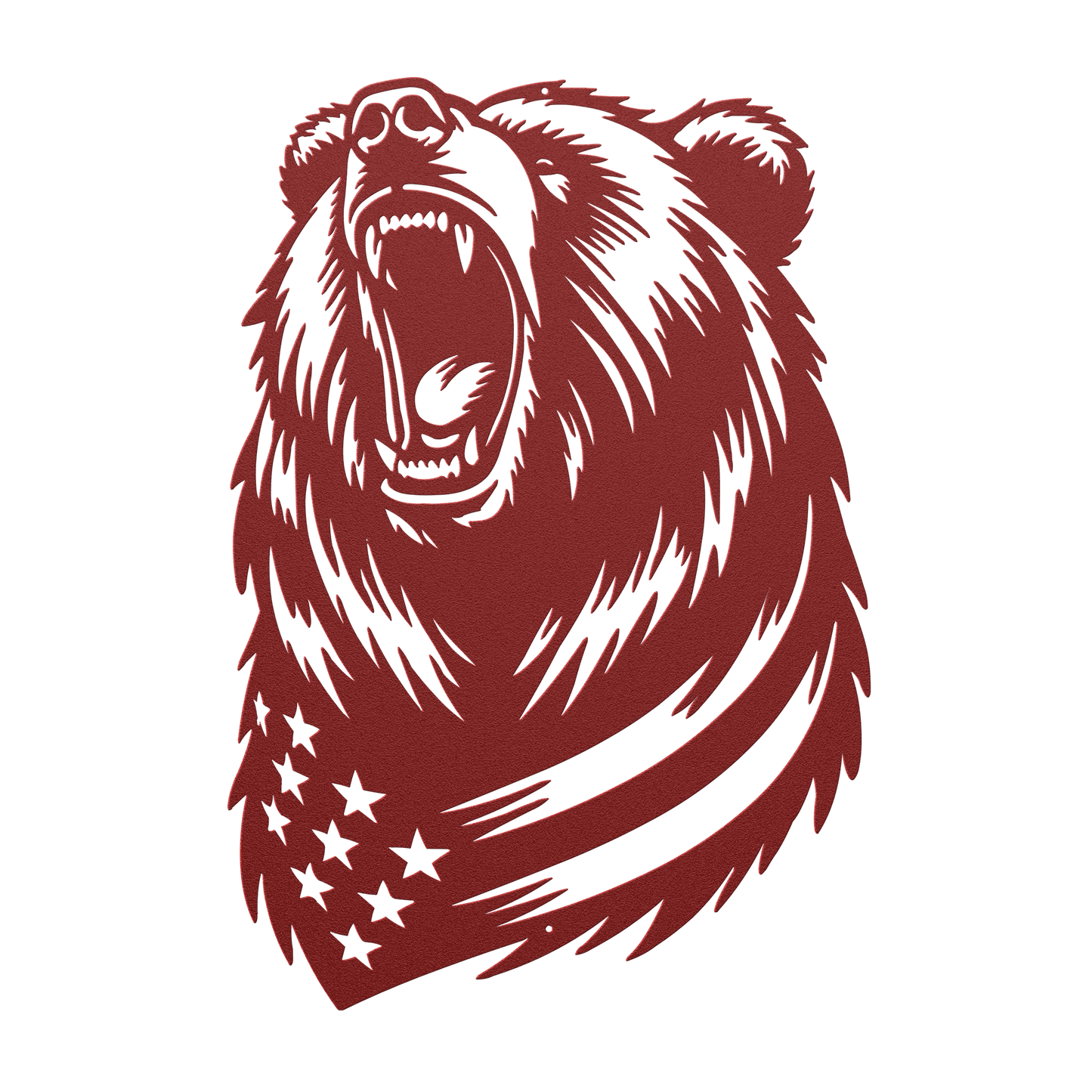 Roaring Grizzly Bear With American Flag Metal Wall Art - Patriotic Wilderness Decor - MAIKERU STUDIO