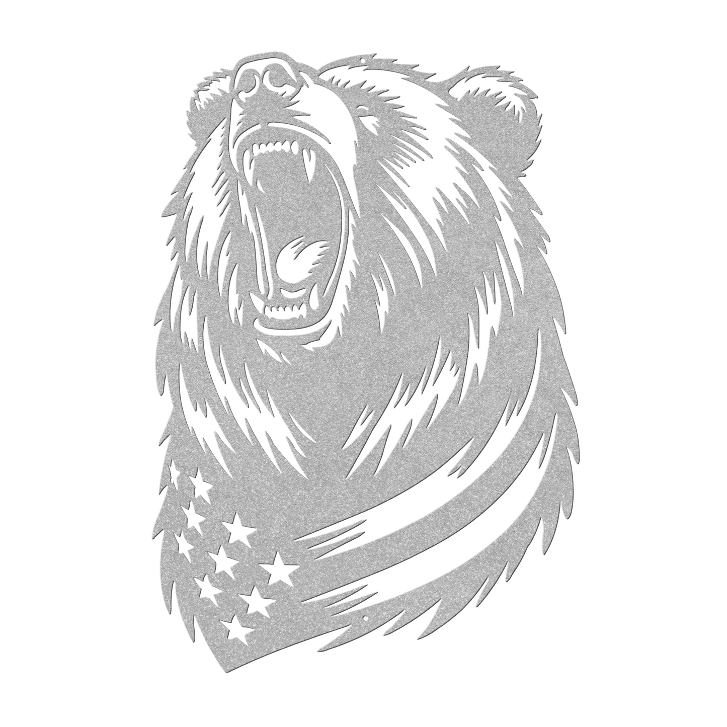 Roaring Grizzly Bear With American Flag Metal Wall Art - Patriotic Wilderness Decor - MAIKERU STUDIO