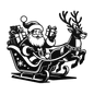 Santa Claus In Sleigh With Reindeer Metal Wall Art - MAIKERU STUDIO