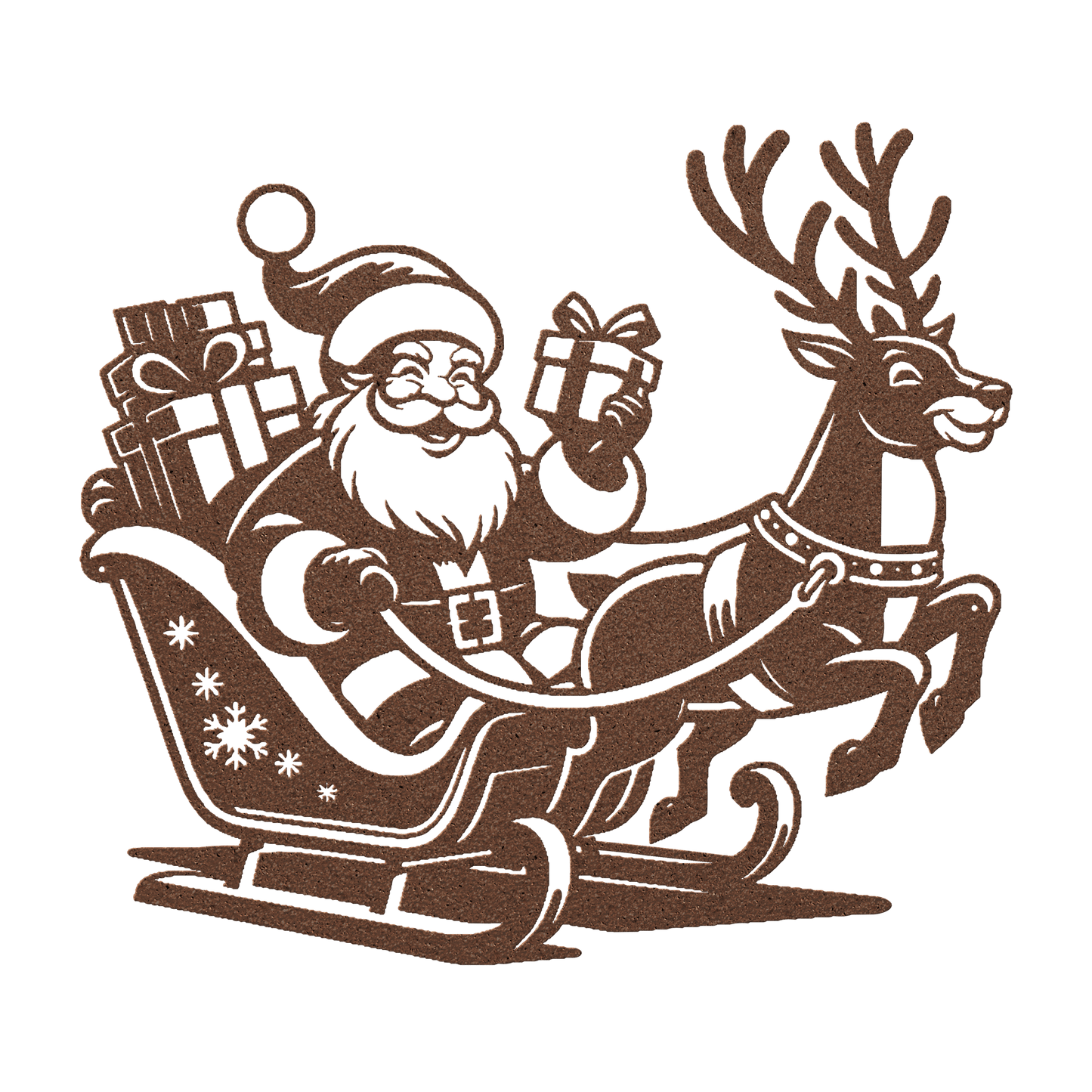 Santa Claus In Sleigh With Reindeer Metal Wall Art - MAIKERU STUDIO