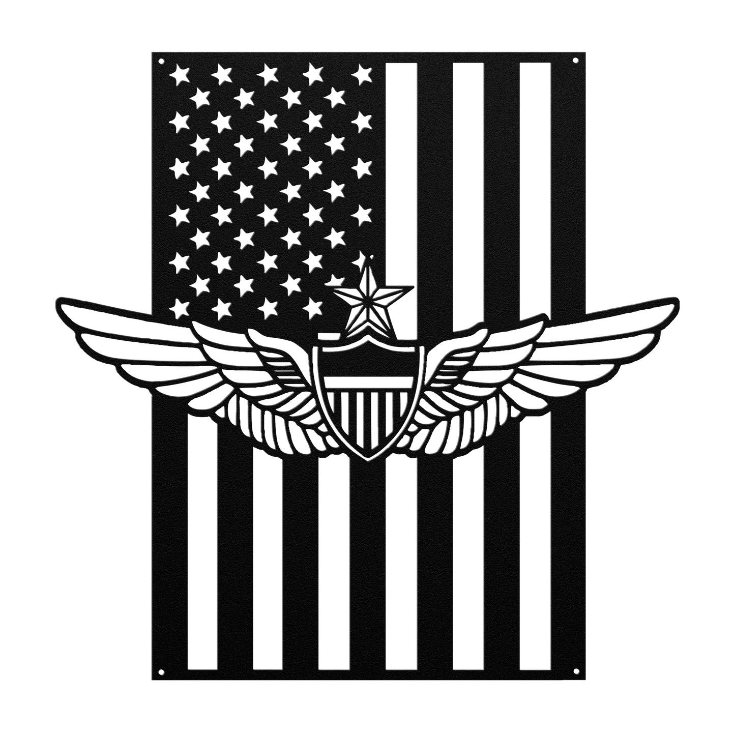 Senior Aviation Wings Badge | American Flag Wall Art Tribute - MAIKERU STUDIO