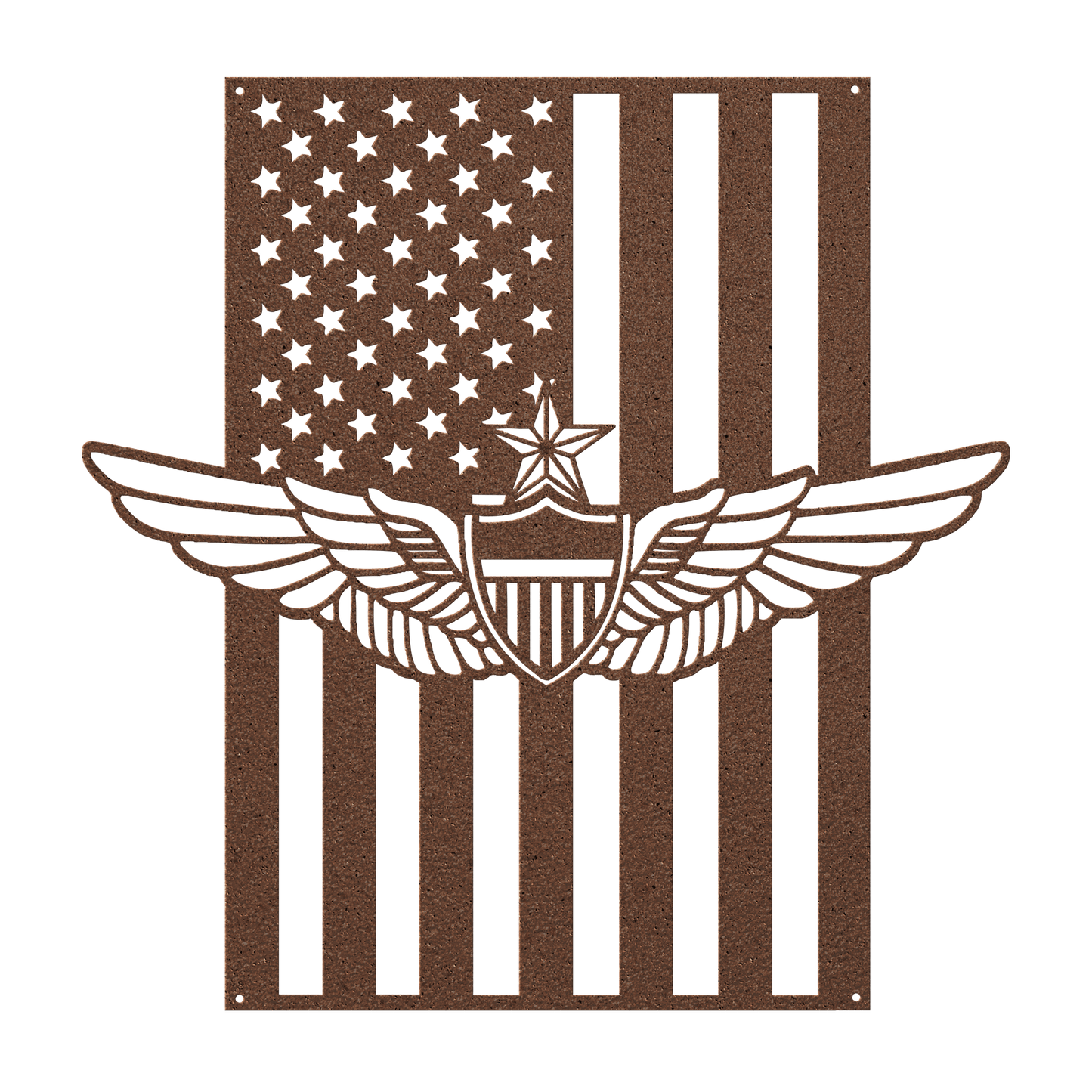 Senior Aviation Wings Badge | American Flag Wall Art Tribute - MAIKERU STUDIO