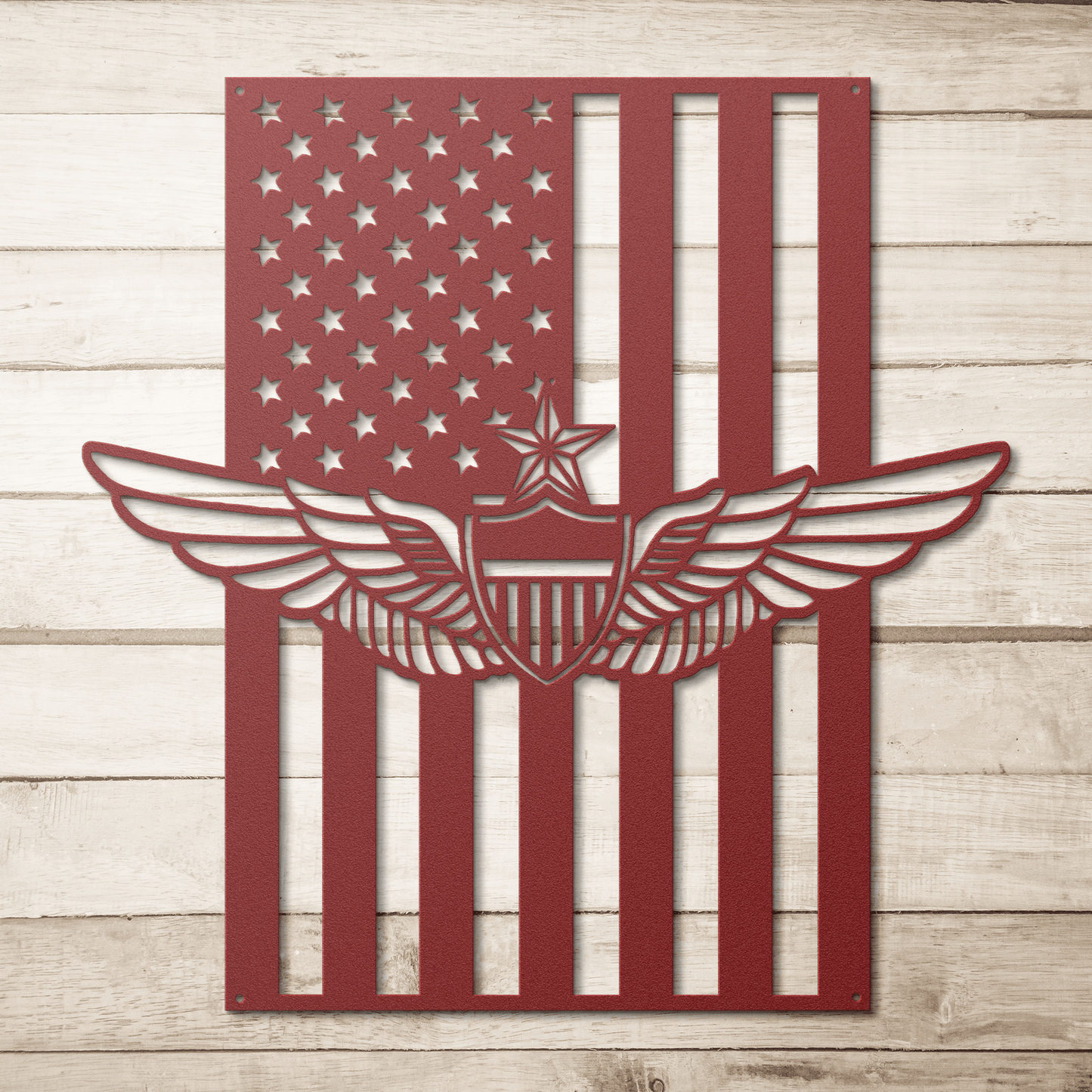 Senior Aviation Wings Badge | American Flag Wall Art Tribute - MAIKERU STUDIO