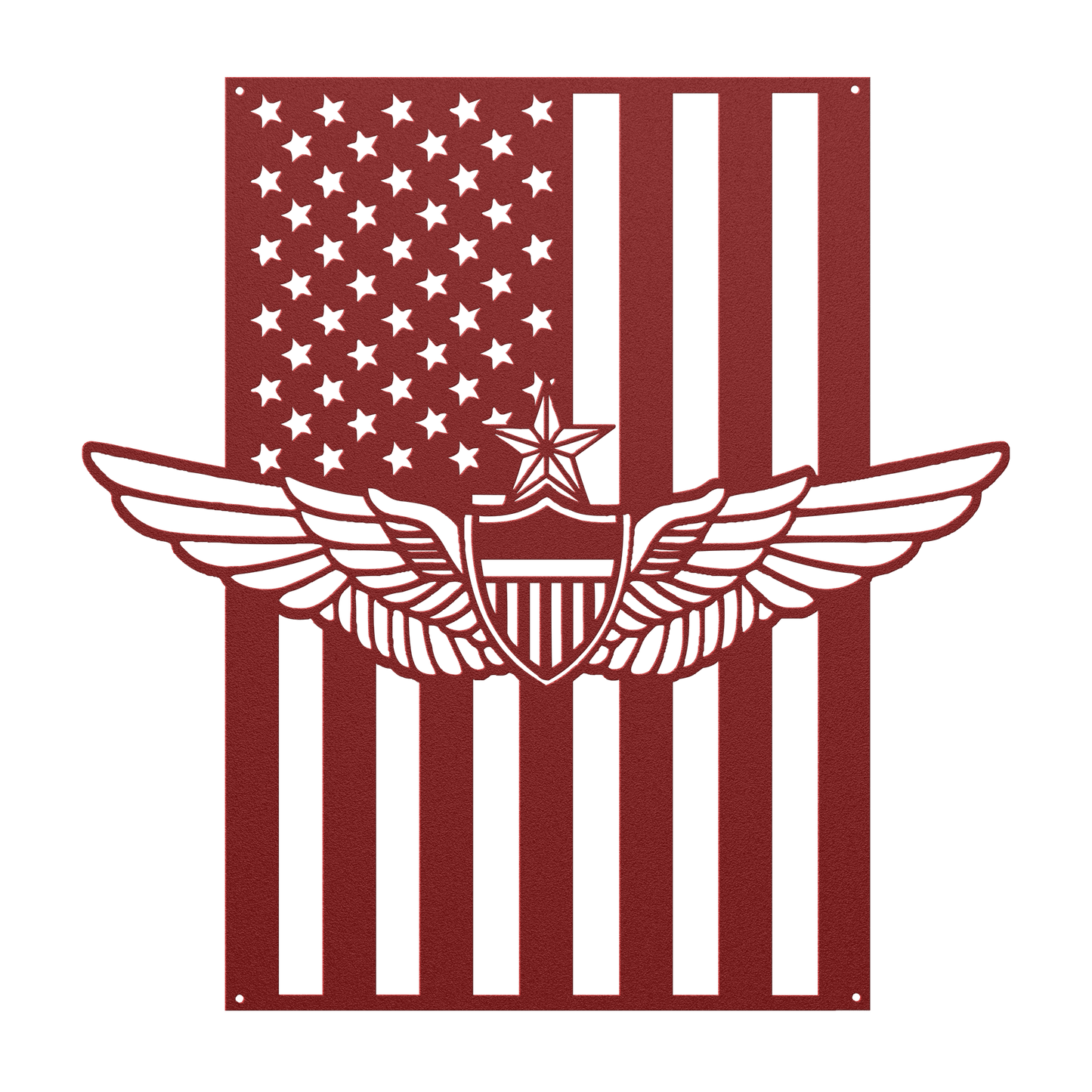 Senior Aviation Wings Badge | American Flag Wall Art Tribute - MAIKERU STUDIO