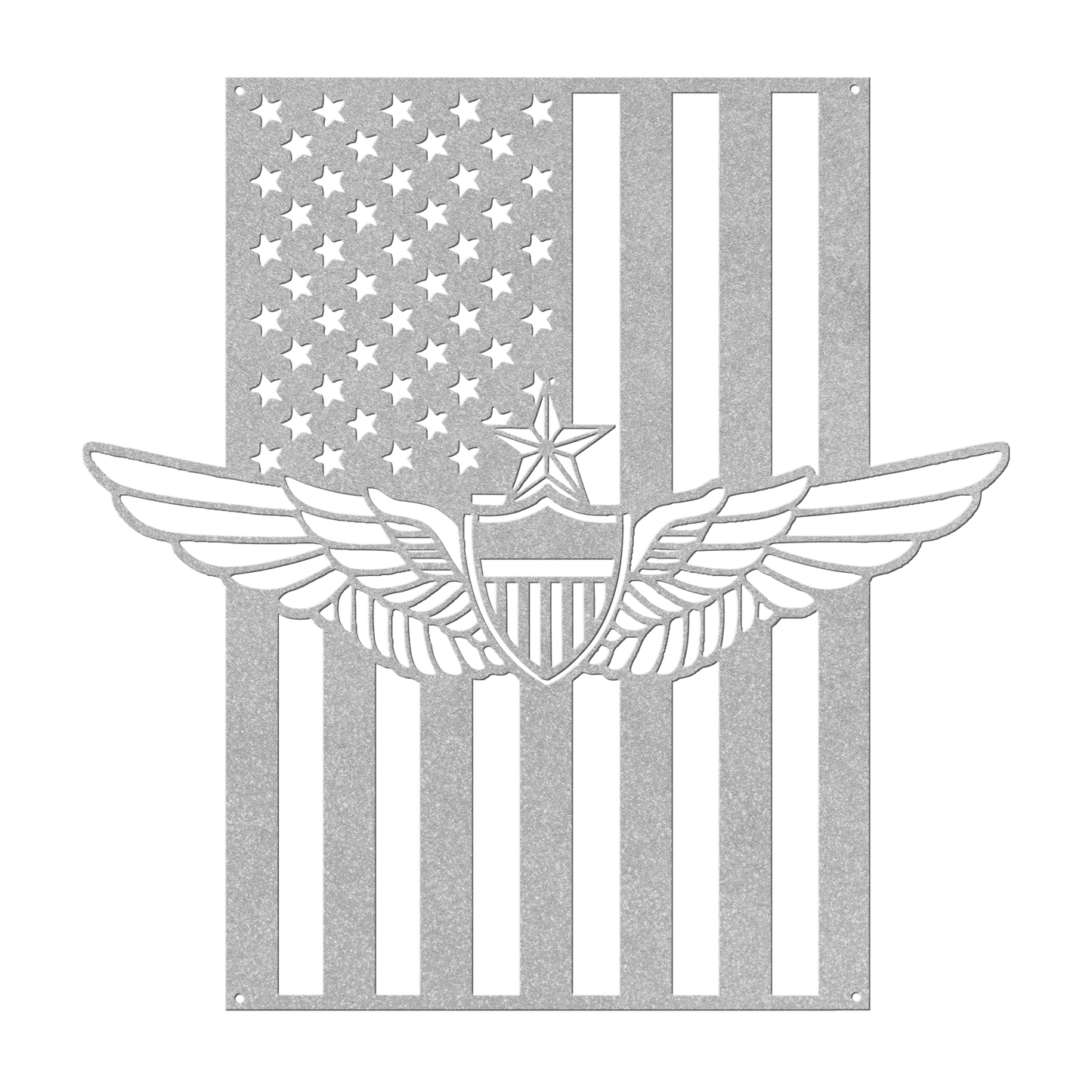 Senior Aviation Wings Badge | American Flag Wall Art Tribute - MAIKERU STUDIO