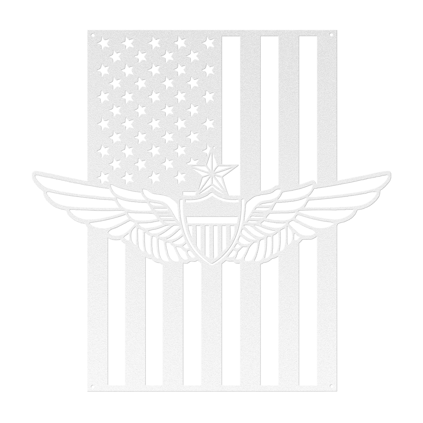 Senior Aviation Wings Badge | American Flag Wall Art Tribute - MAIKERU STUDIO