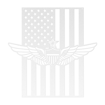 Senior Aviation Wings Badge | American Flag Wall Art Tribute - MAIKERU STUDIO