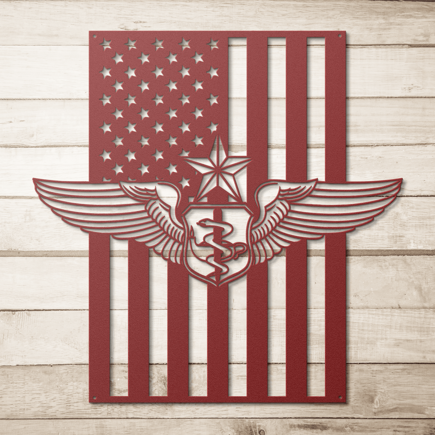 Senior Flight Nurse Wings | American Flag Tribute - MAIKERU STUDIO