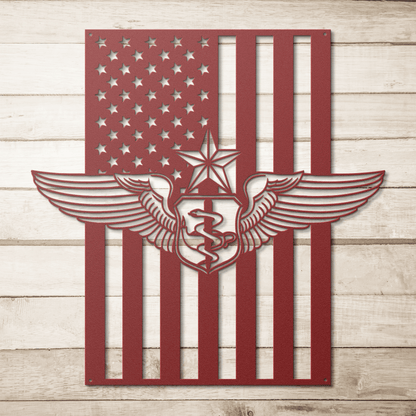 Senior Flight Nurse Wings | American Flag Tribute - MAIKERU STUDIO