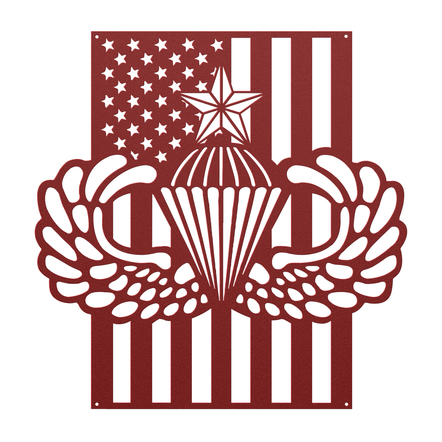 Senior Parachutist Badge Metal Wall Art | Airborne Jump Wings With American Flag - MAIKERU STUDIO