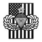 Senior Parachutist Wings With Combat Star | American Flag Tribute - MAIKERU STUDIO