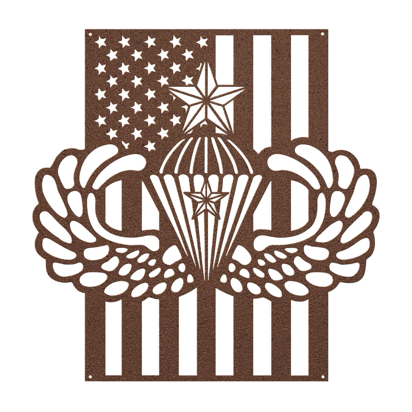 Senior Parachutist Wings With Combat Star | American Flag Tribute - MAIKERU STUDIO