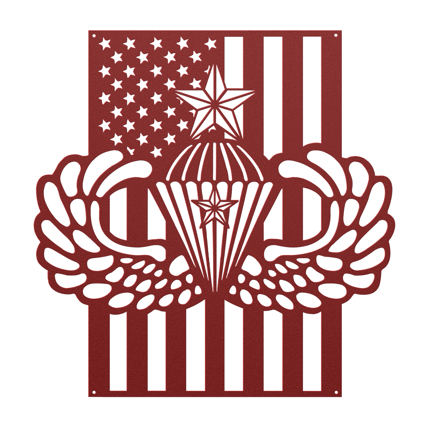 Senior Parachutist Wings With Combat Star | American Flag Tribute - MAIKERU STUDIO