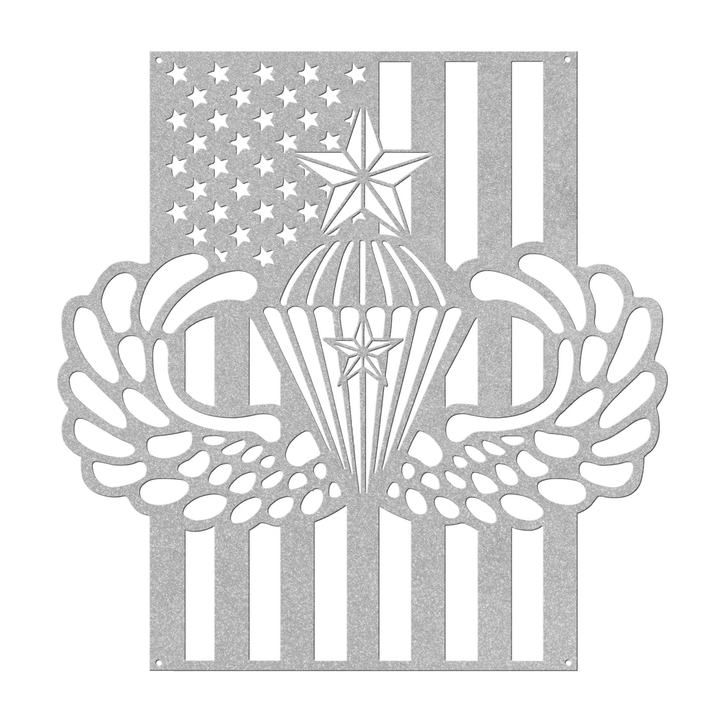 Senior Parachutist Wings With Combat Star | American Flag Tribute - MAIKERU STUDIO