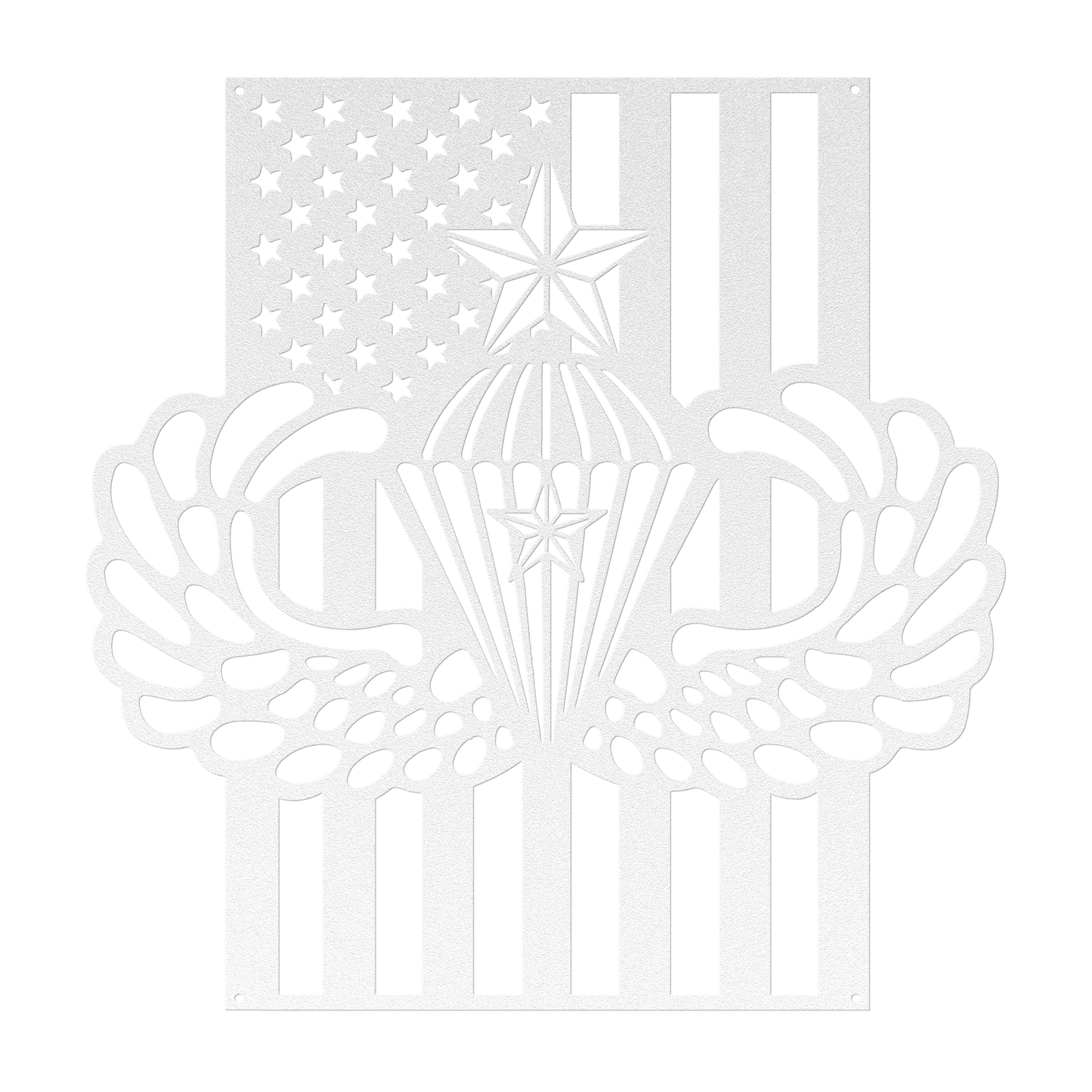 Senior Parachutist Wings With Combat Star | American Flag Tribute - MAIKERU STUDIO