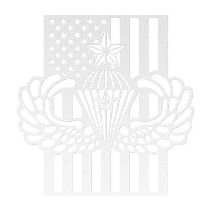 Senior Parachutist Wings With Combat Star | American Flag Tribute - MAIKERU STUDIO