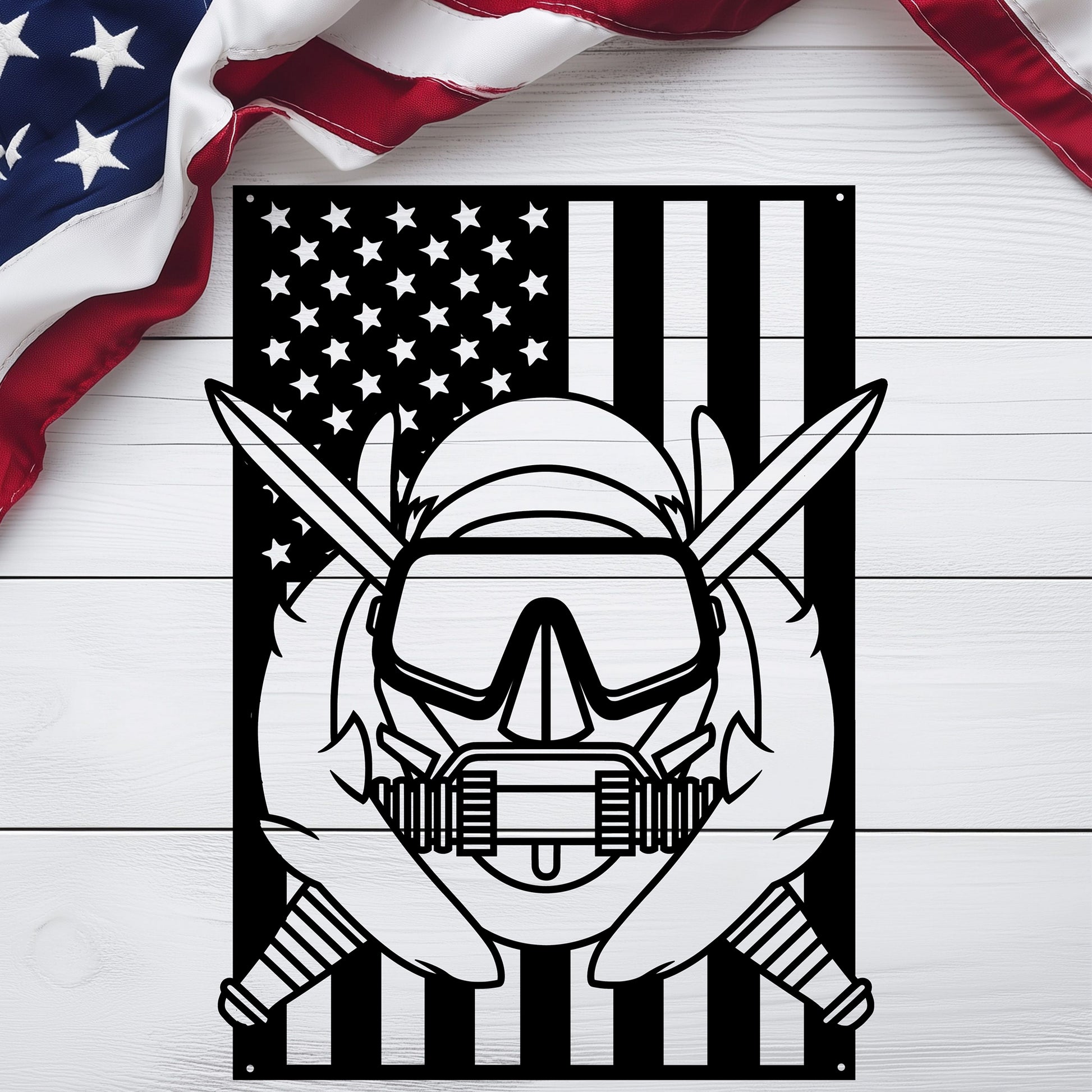 U.S. Army Special Operations Diver Badge | American Flag Tribute - MAIKERU STUDIO